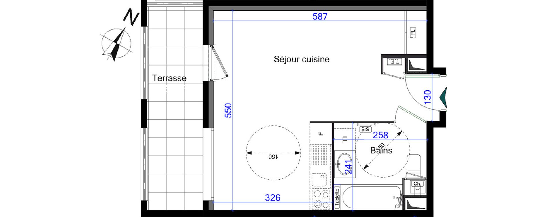 Appartement T1 de 31,50 m2 &agrave; Grigny Centre