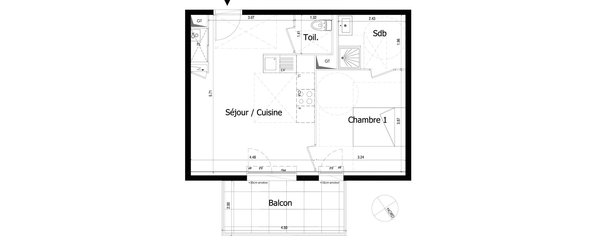 Appartement T2 de 42,25 m2 &agrave; Irigny Centre
