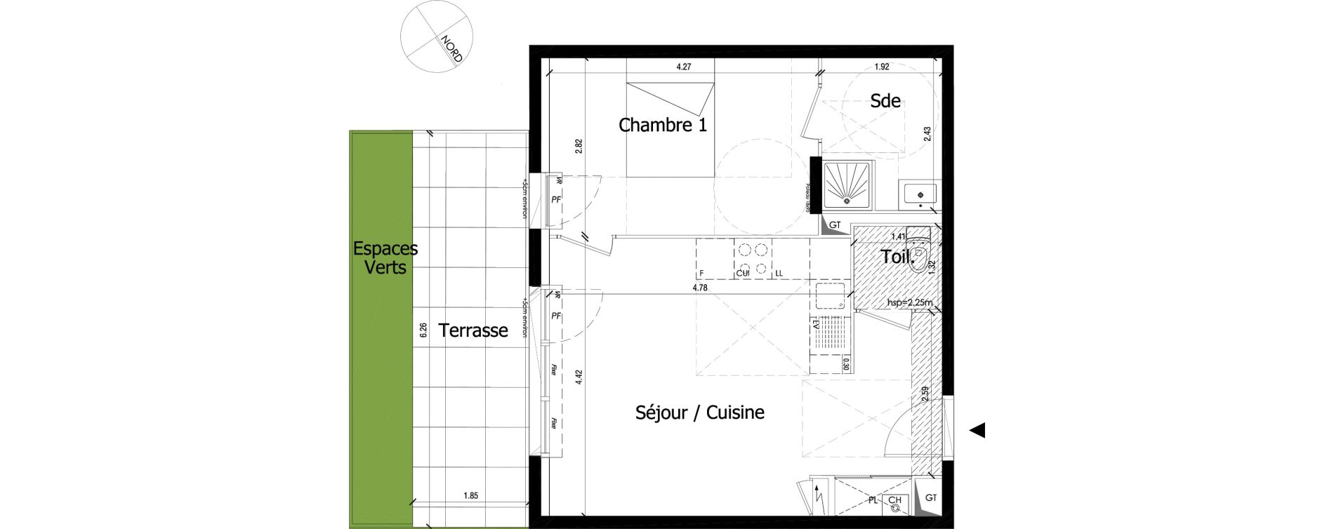 Appartement T2 de 43,65 m2 &agrave; Irigny Centre