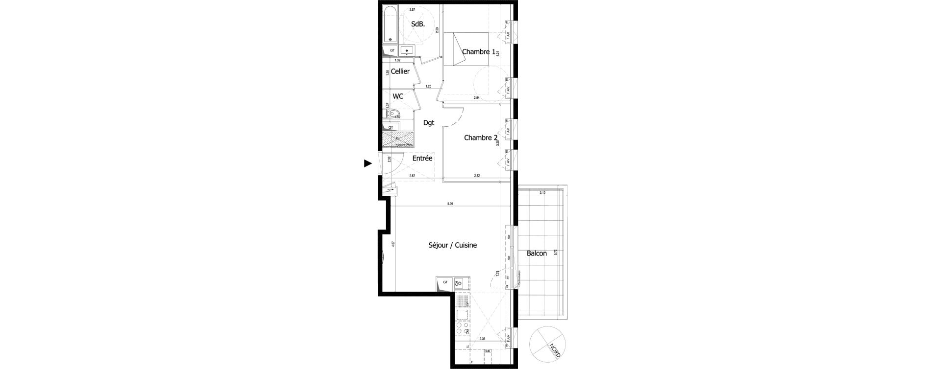 Appartement T3 de 70,60 m2 &agrave; Irigny Centre
