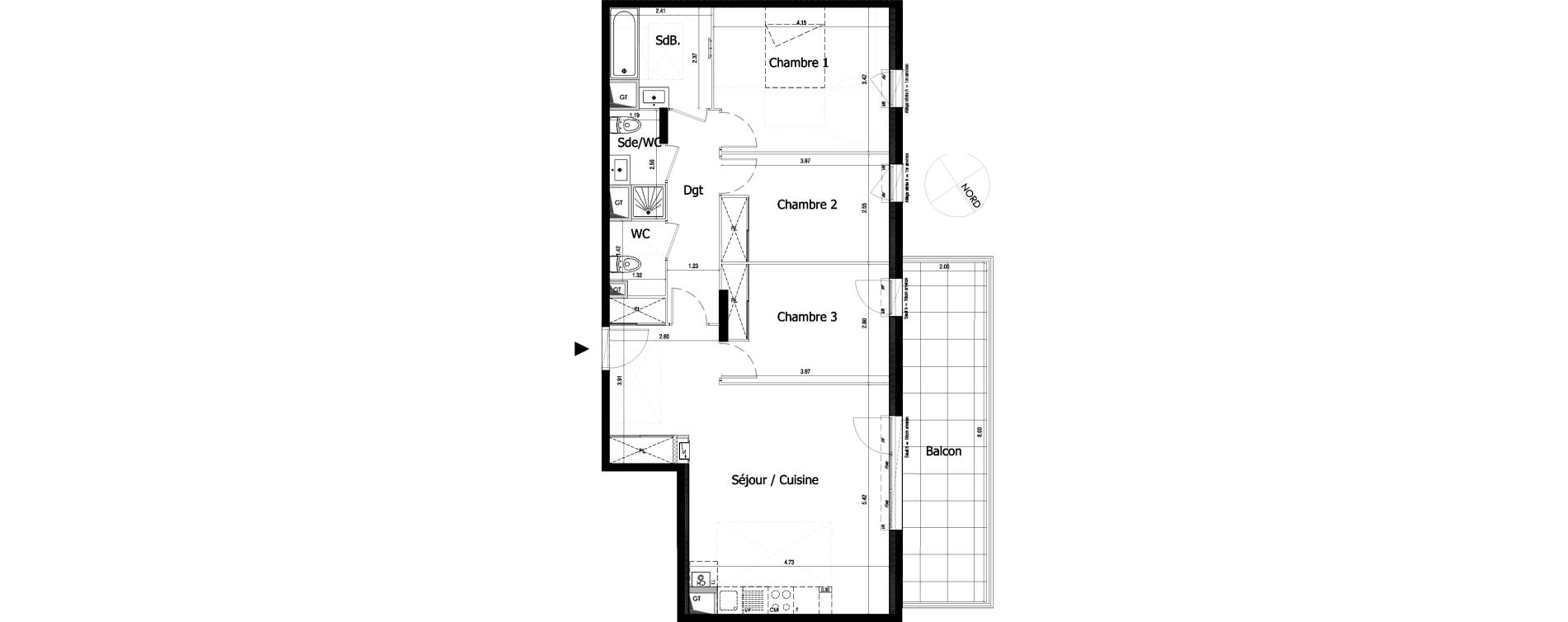 Appartement T4 de 84,40 m2 &agrave; Irigny Centre