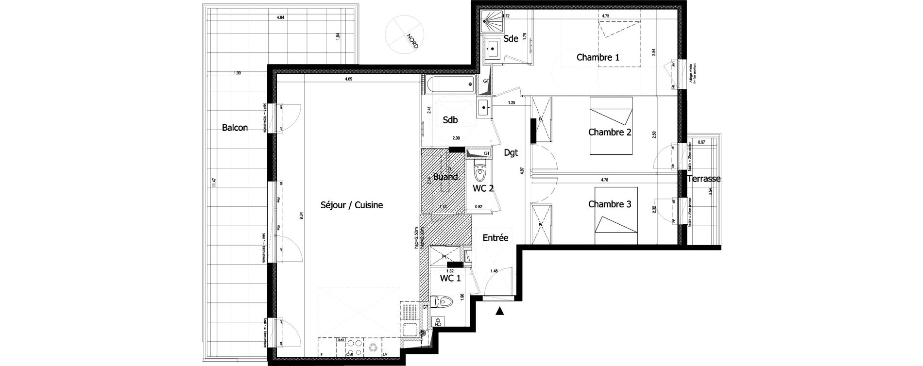 Appartement T4 de 108,75 m2 &agrave; Irigny Centre