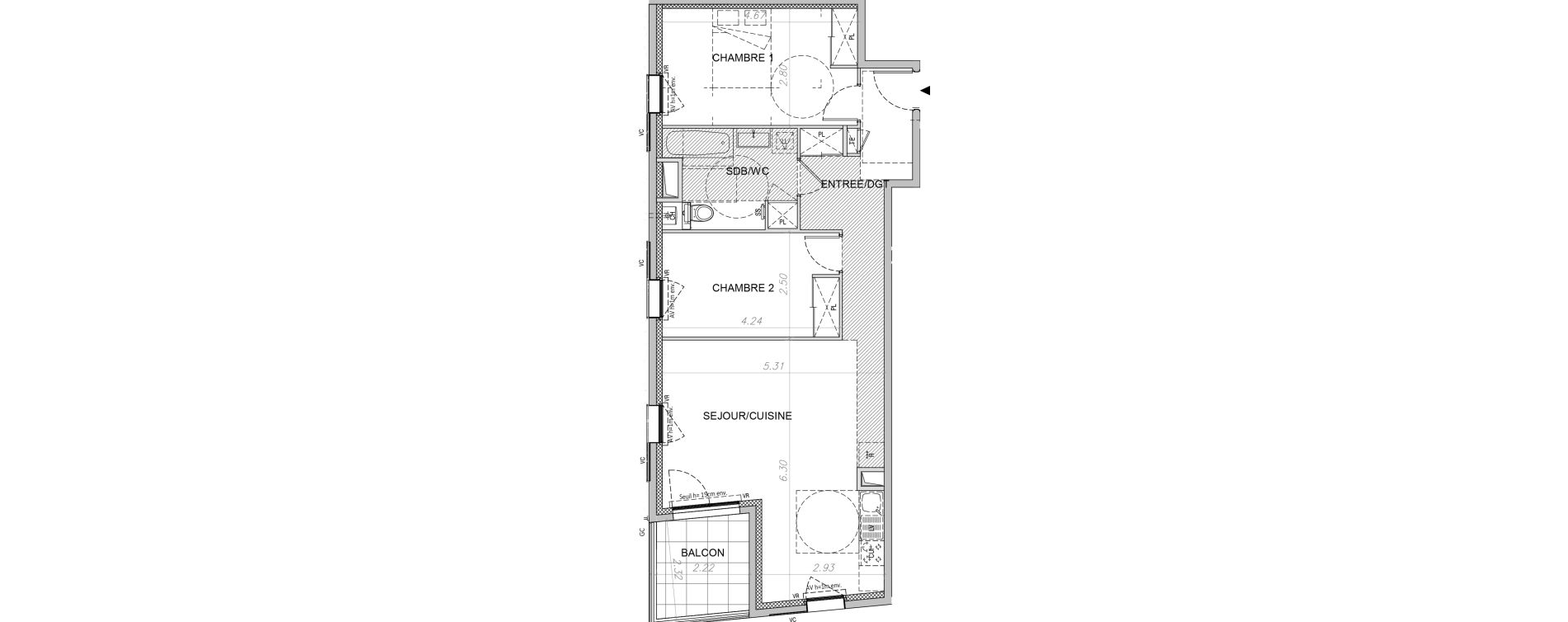 Appartement T3 de 67,43 m2 &agrave; Irigny Centre