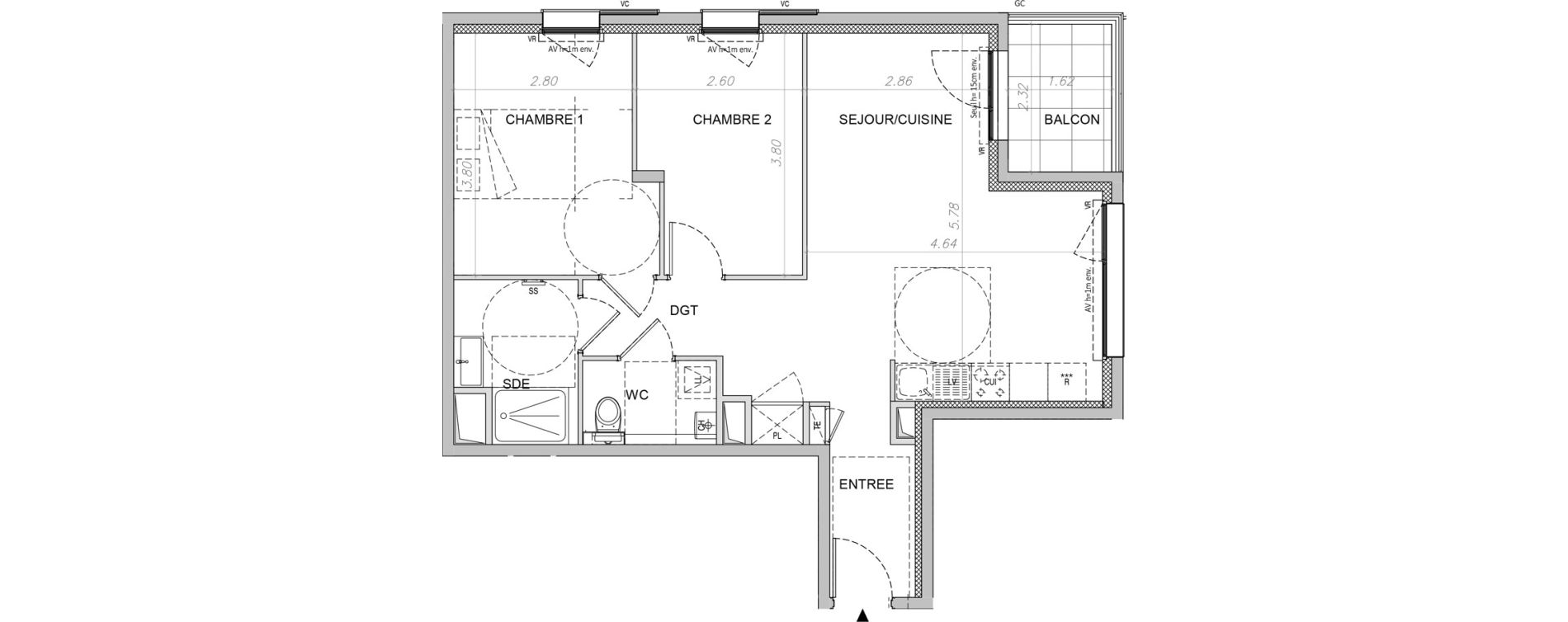 Appartement T3 de 59,60 m2 &agrave; Irigny Centre