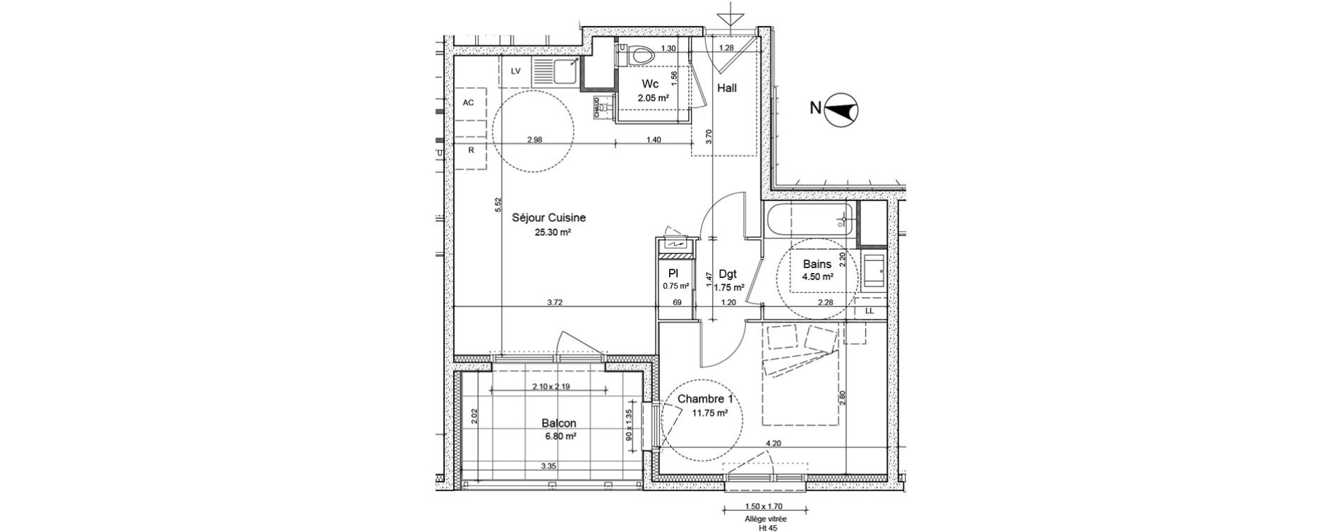 Appartement T2 de 46,10 m2 à Irigny Centre