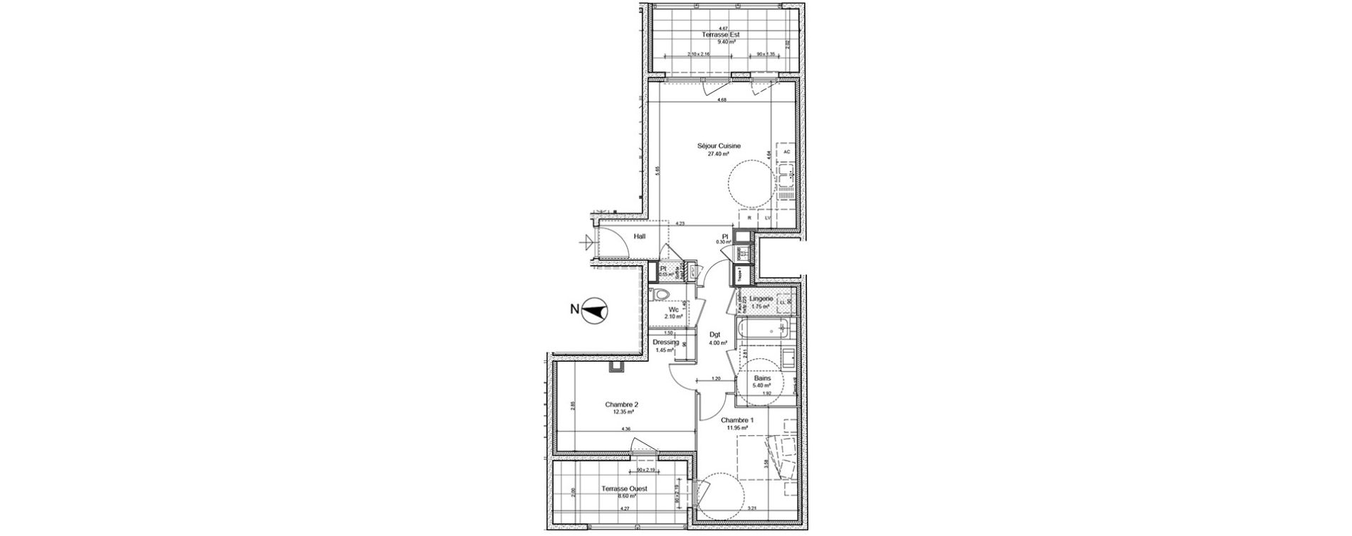 Appartement T3 de 67,25 m2 &agrave; Irigny Centre