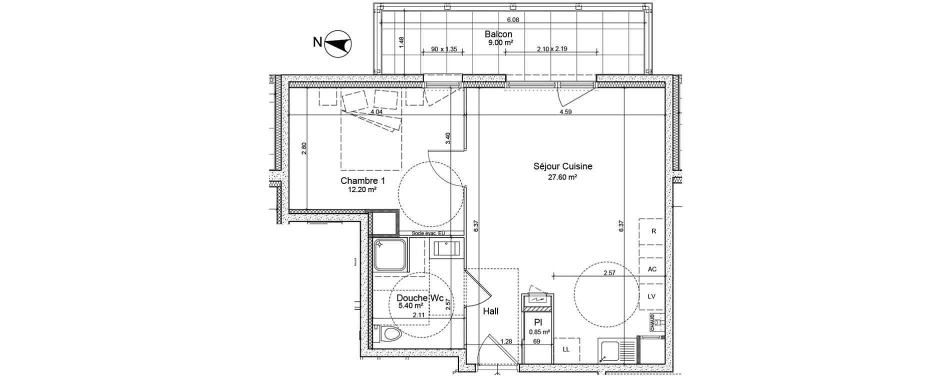 Appartement T2 de 46,05 m2 &agrave; Irigny Centre