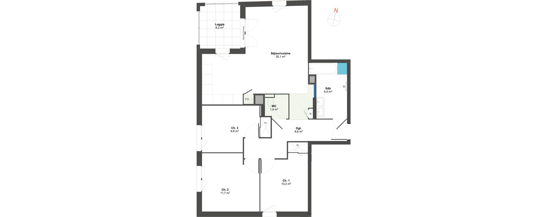 Appartement T4 de 78,80 m2 &agrave; Irigny Centre
