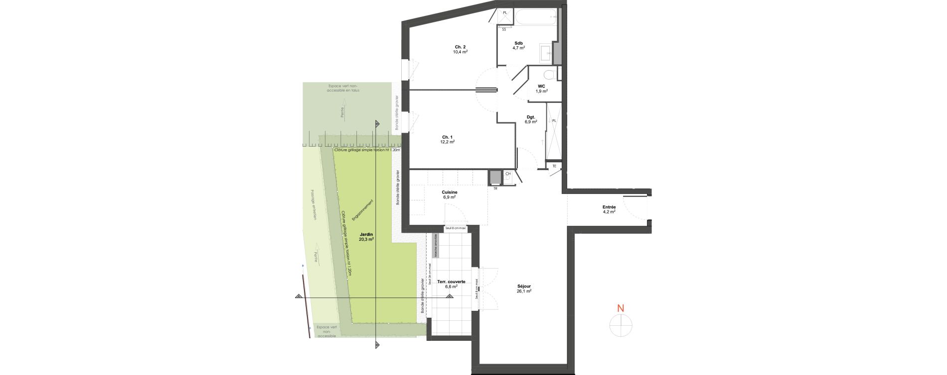 Appartement T3 de 73,30 m2 &agrave; Irigny Centre