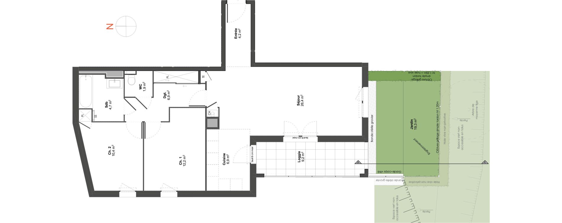 Appartement T3 de 73,60 m2 &agrave; Irigny Centre