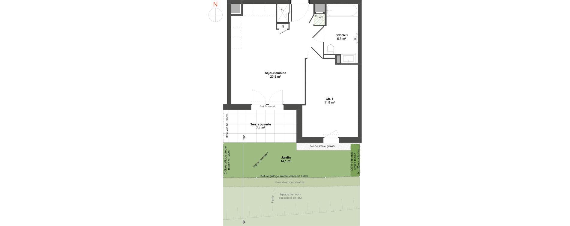 Appartement T2 de 41,00 m2 &agrave; Irigny Centre