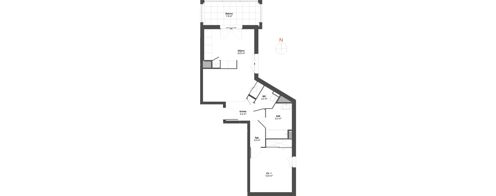 Appartement T2 de 49,60 m2 &agrave; Irigny Centre