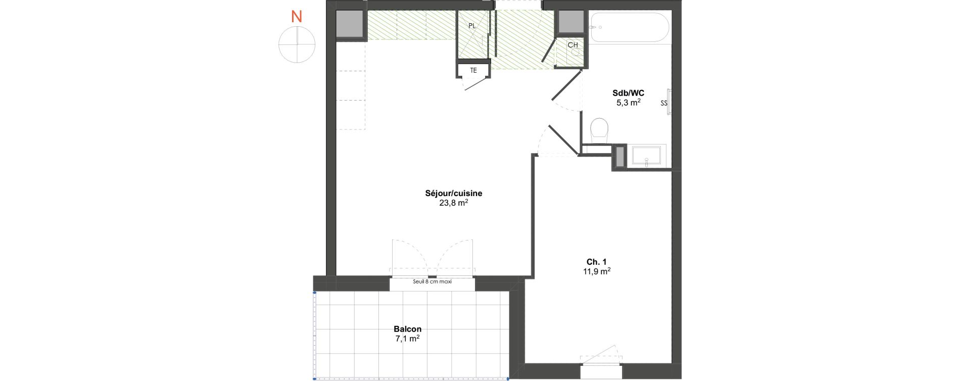 Appartement T2 de 41,00 m2 &agrave; Irigny Centre