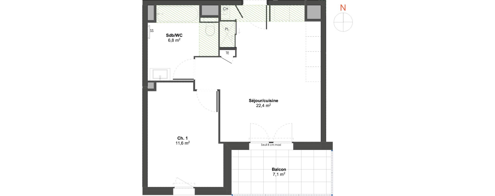 Appartement T2 de 40,80 m2 &agrave; Irigny Centre