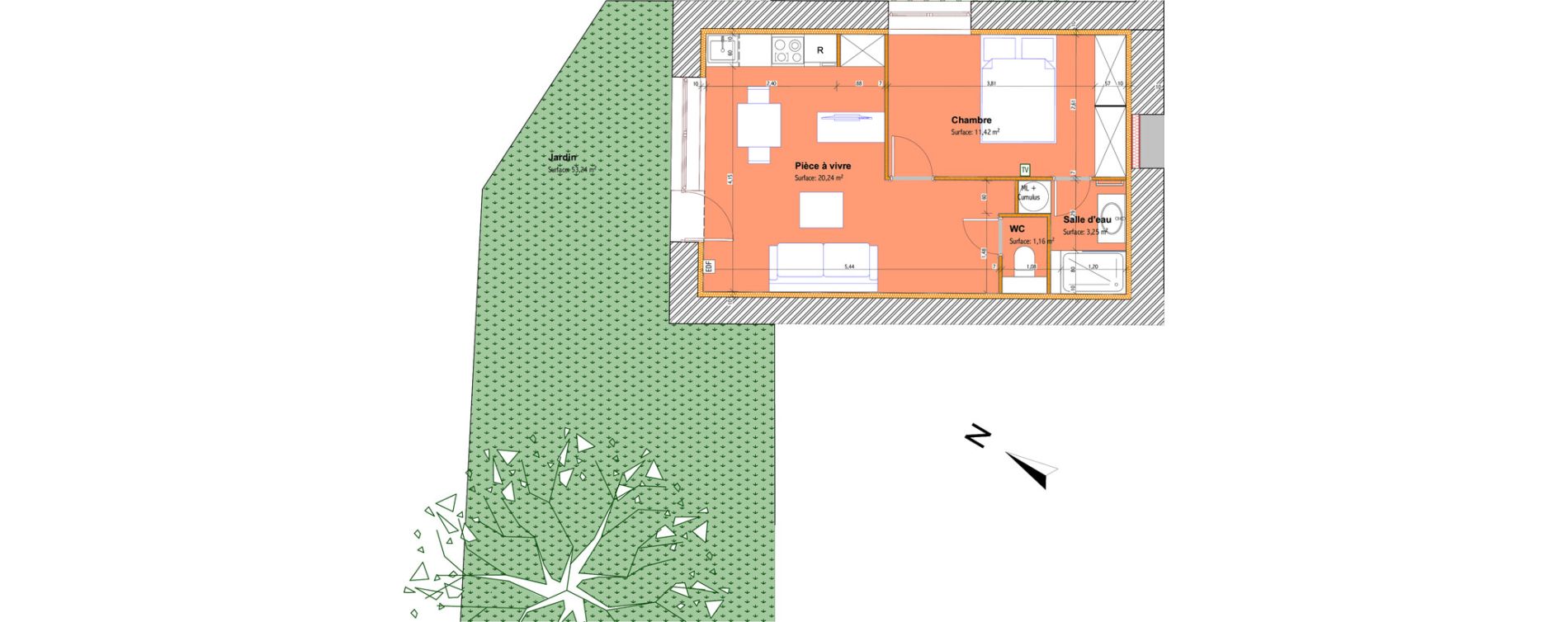 Appartement T2 de 36,07 m2 &agrave; La Tour-De-Salvagny Centre