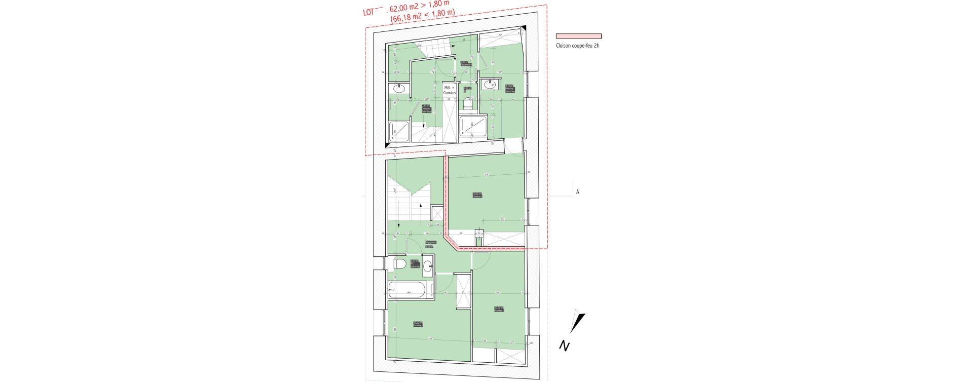 Duplex T2 bis de 62,00 m2 &agrave; La Tour-De-Salvagny Centre