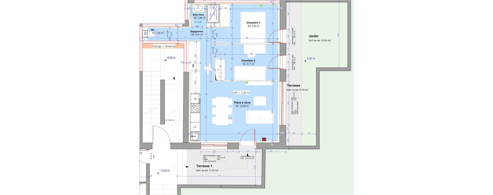 Appartement T3 de 50,20 m2 &agrave; La Tour-De-Salvagny Centre