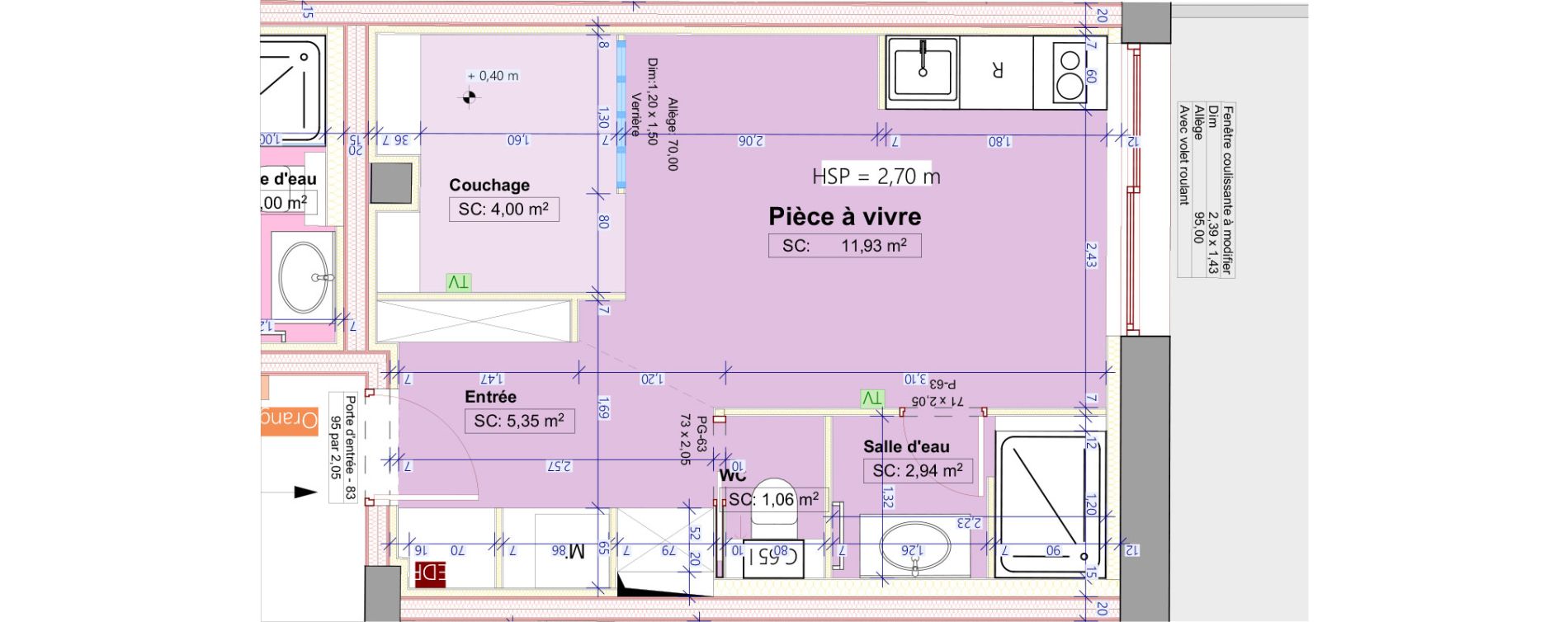 Appartement T1 bis de 25,28 m2 &agrave; La Tour-De-Salvagny Centre