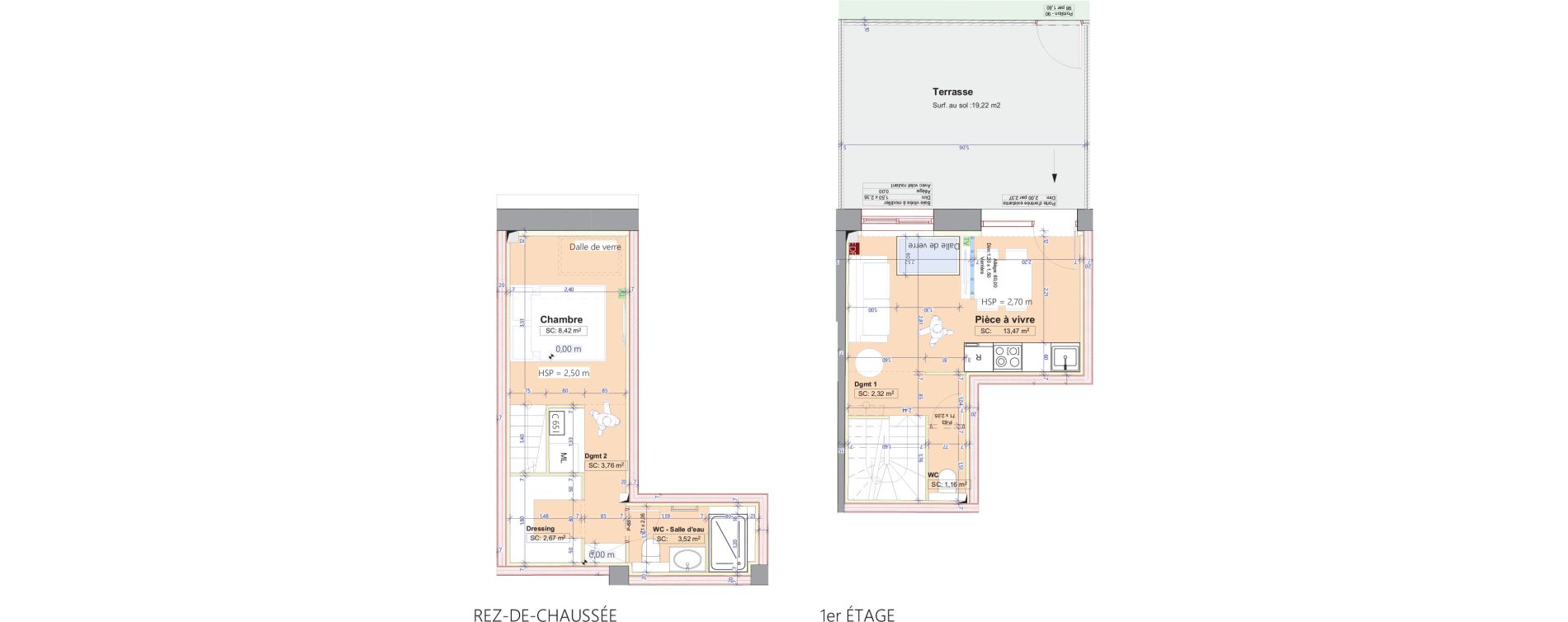 Duplex T2 de 34,14 m2 &agrave; La Tour-De-Salvagny Centre