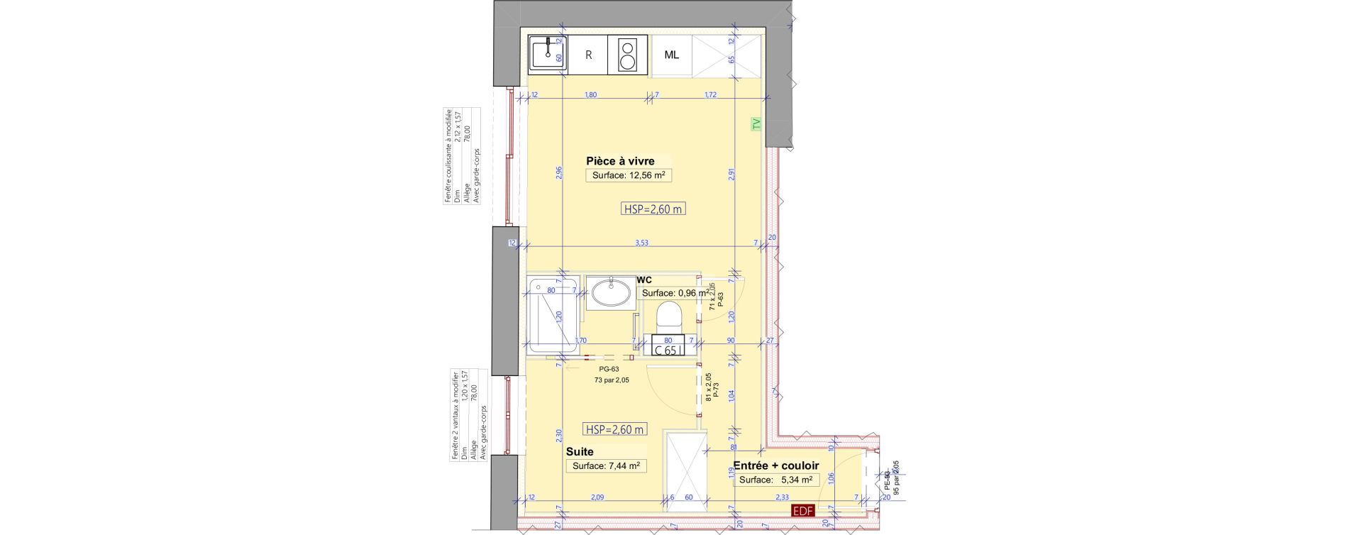 Appartement T1 bis de 26,30 m2 &agrave; La Tour-De-Salvagny Centre