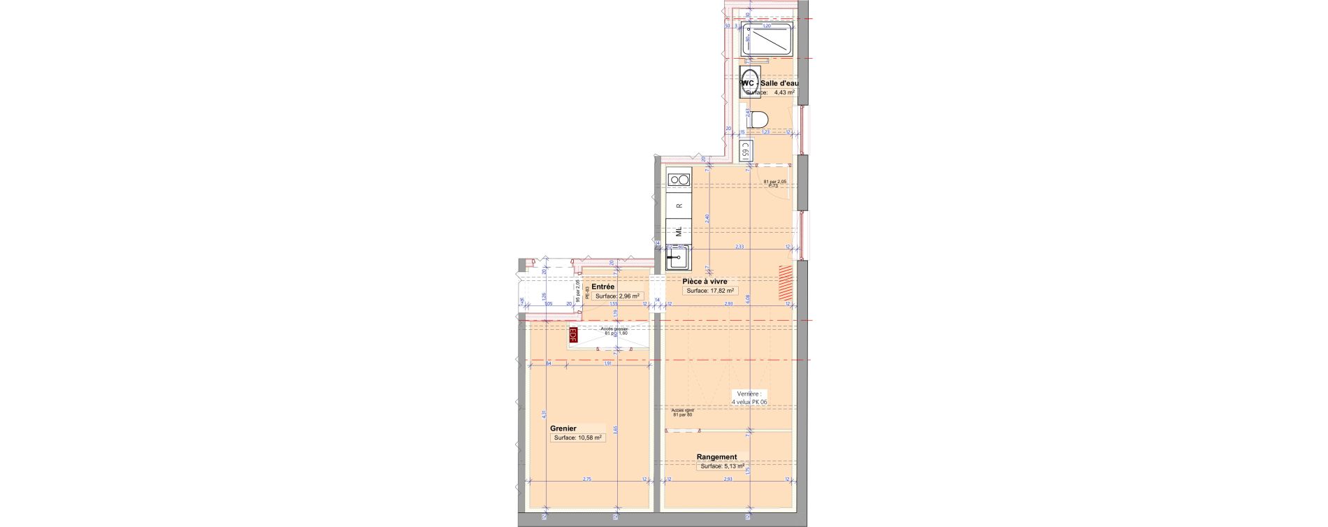 Appartement T1 de 20,49 m2 &agrave; La Tour-De-Salvagny Centre