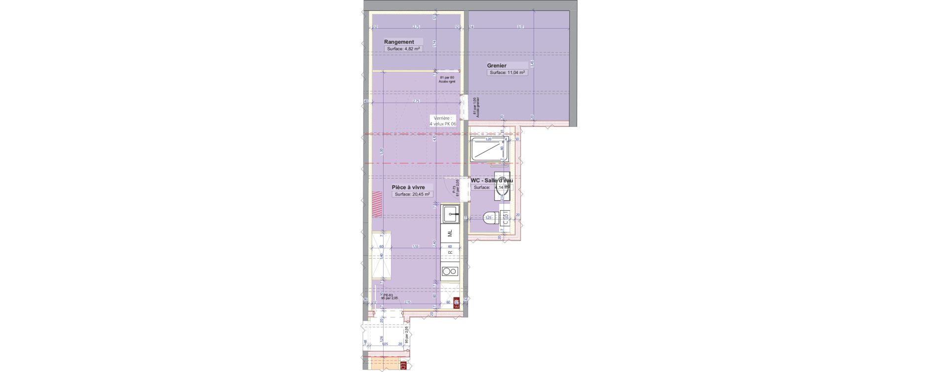Appartement T1 de 18,95 m2 &agrave; La Tour-De-Salvagny Centre