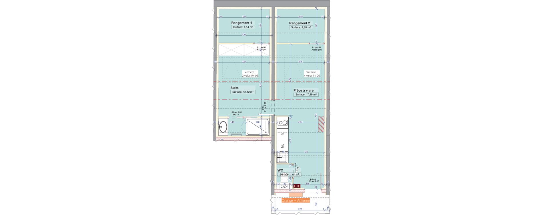 Appartement T2 de 20,82 m2 &agrave; La Tour-De-Salvagny Centre