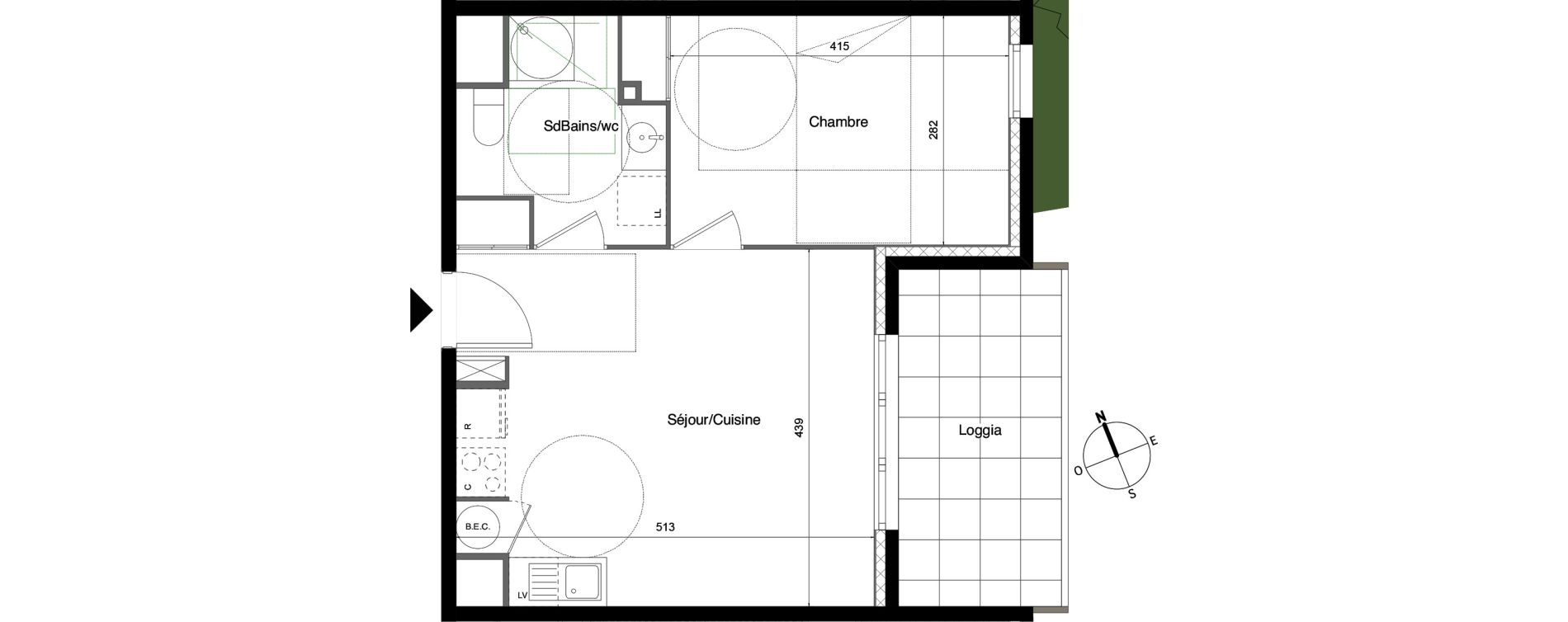 Appartement T2 de 40,05 m2 &agrave; L'Arbresle Centre