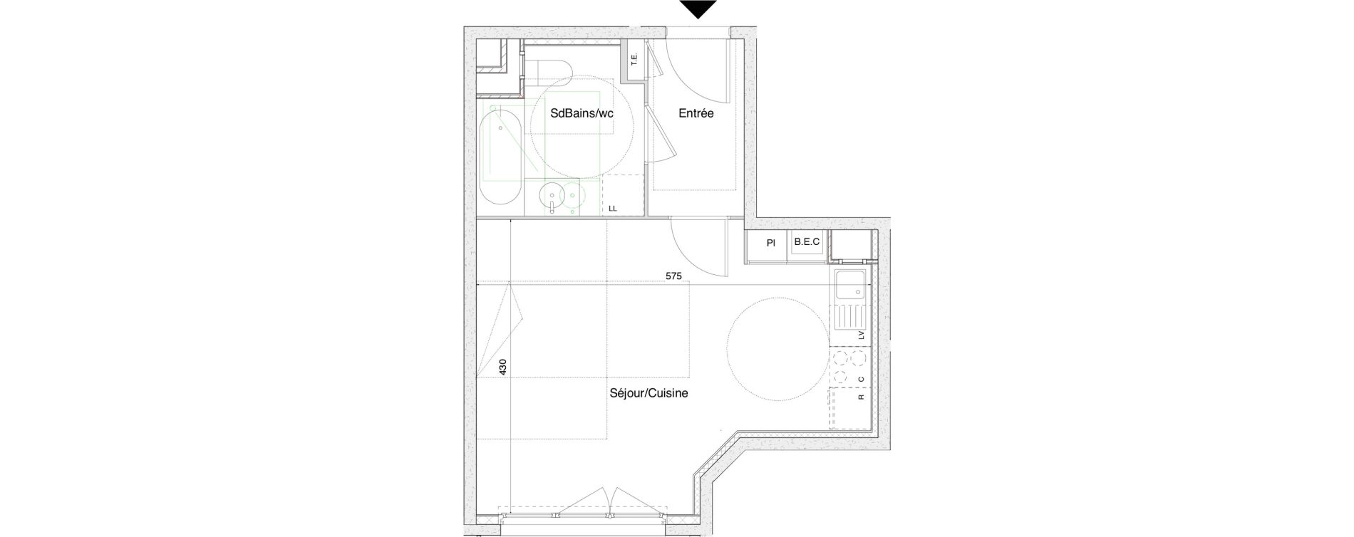 Appartement T1 de 30,10 m2 &agrave; L'Arbresle Centre
