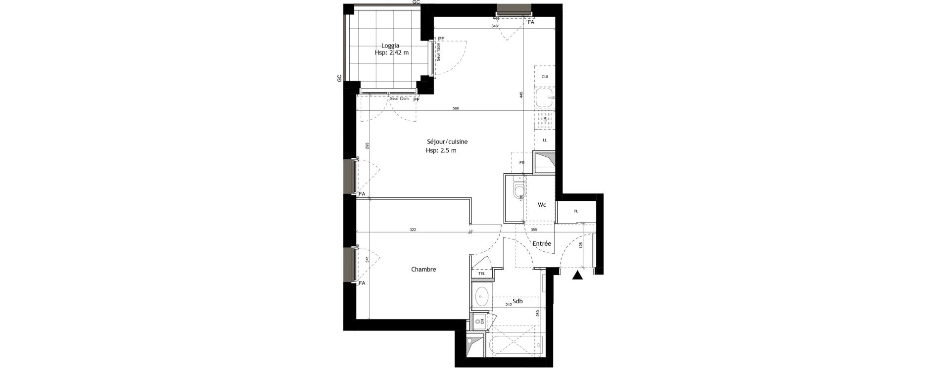 Appartement T2 de 46,40 m2 &agrave; L'Arbresle Centre