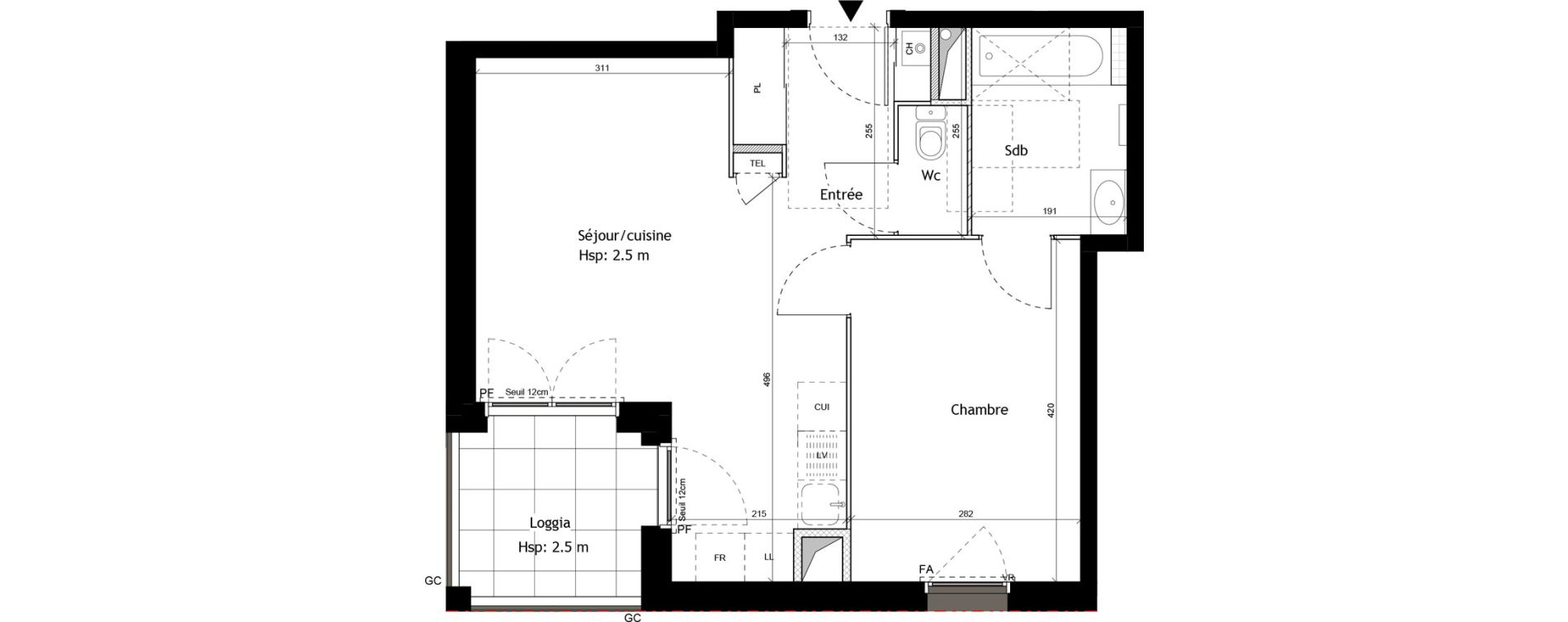 Appartement T2 de 43,90 m2 &agrave; L'Arbresle Centre