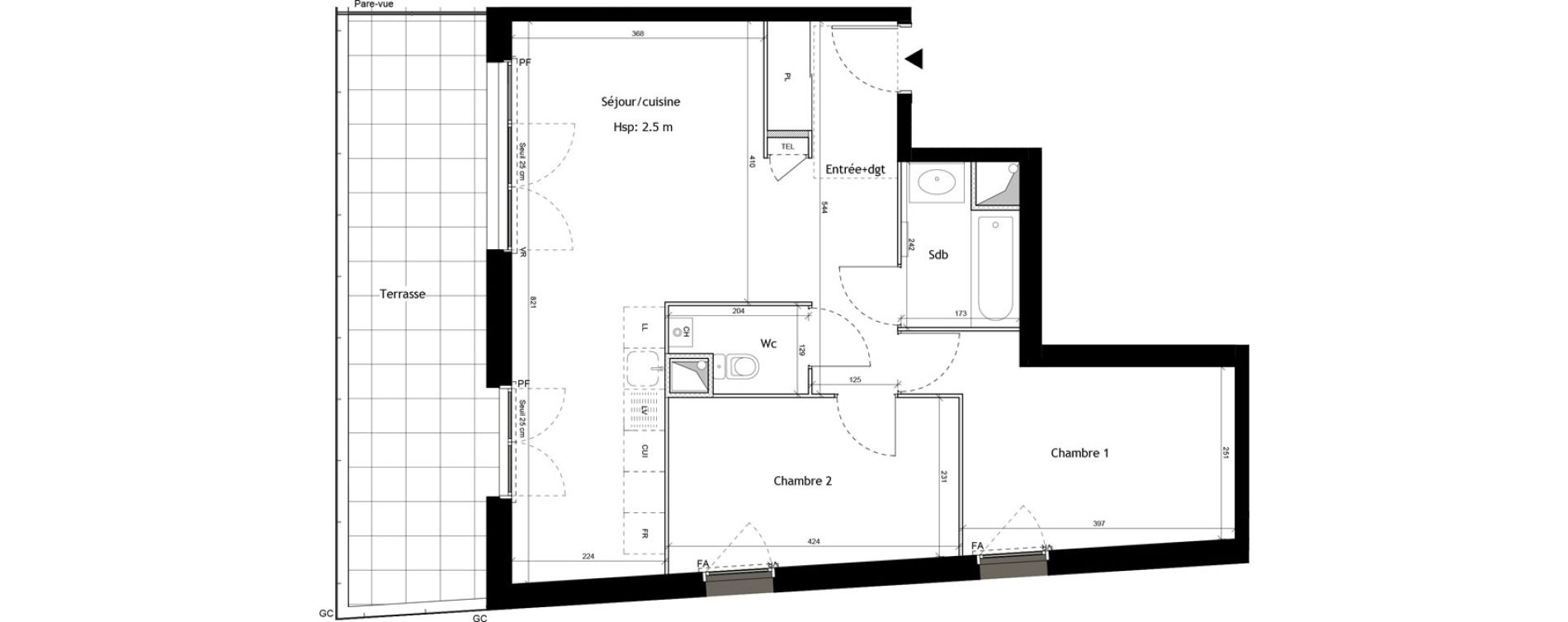 Appartement T3 de 61,60 m2 &agrave; L'Arbresle Centre