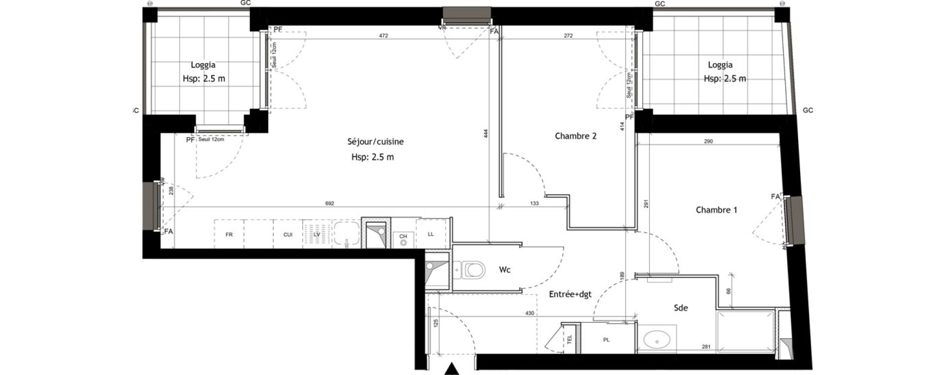 Appartement T3 de 59,80 m2 &agrave; L'Arbresle Centre