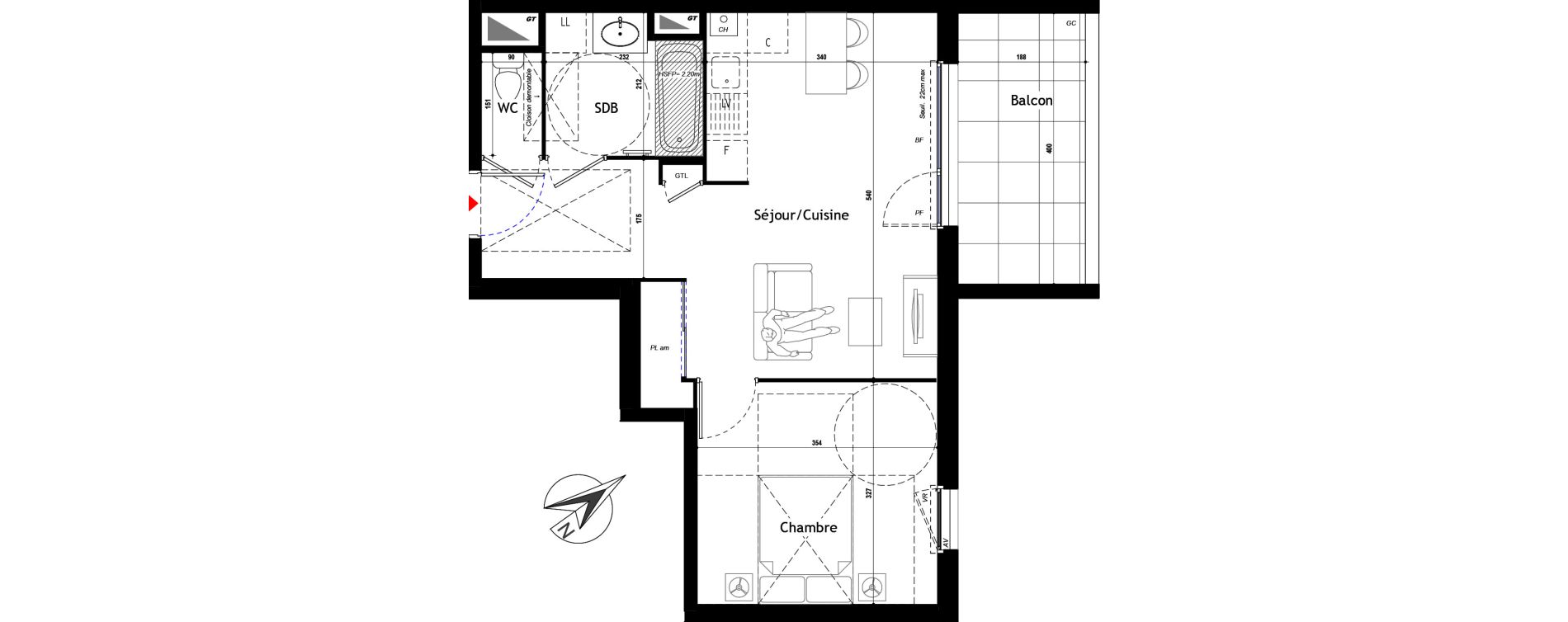 Appartement T2 de 43,13 m2 &agrave; L'Arbresle Centre