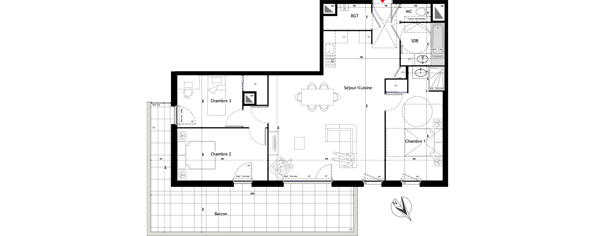Appartement T4 de 87,50 m2 &agrave; L'Arbresle Centre
