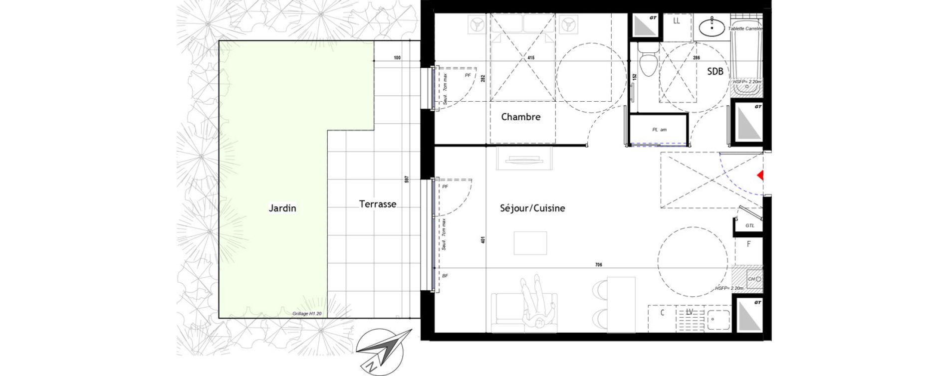 Appartement T2 de 46,06 m2 &agrave; L'Arbresle Centre