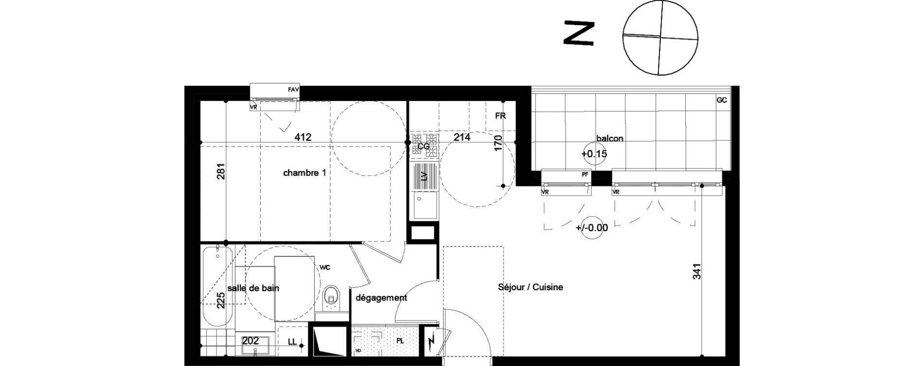 Appartement T2 de 44,73 m2 &agrave; Lentilly Centre