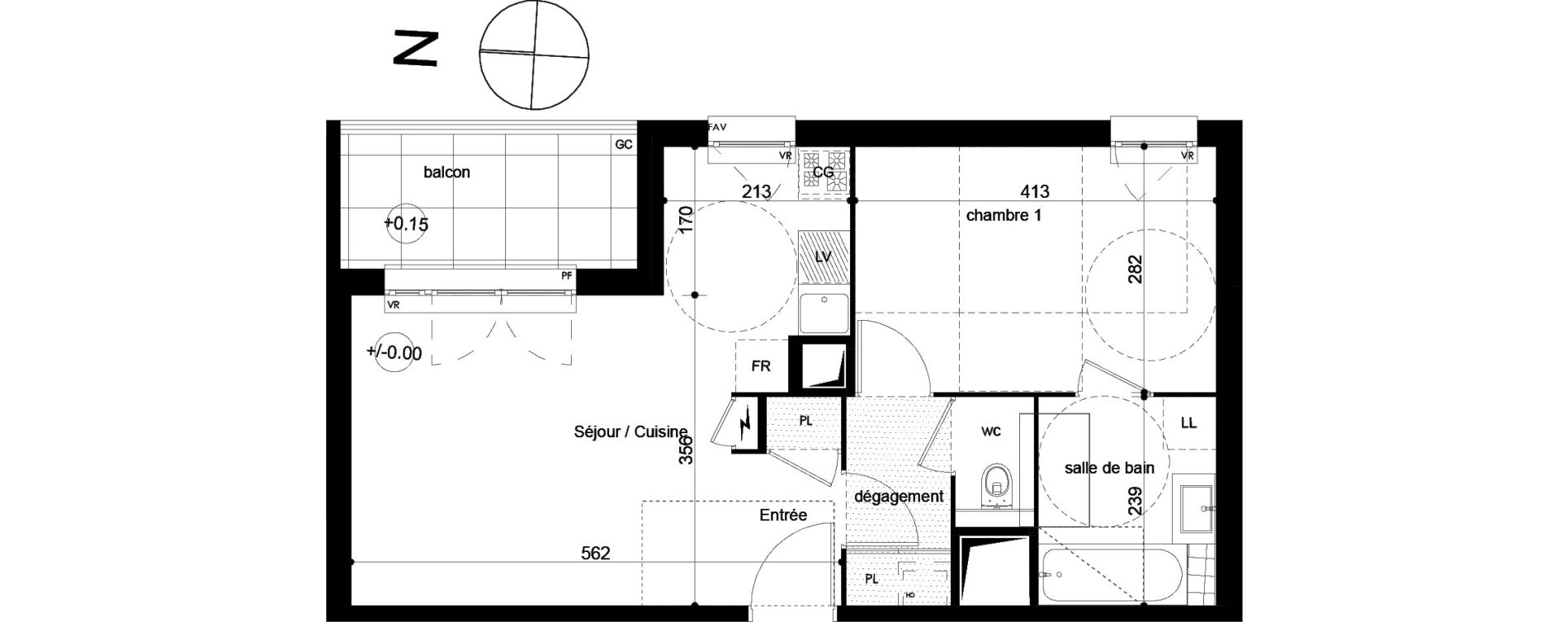 Appartement T2 de 43,47 m2 &agrave; Lentilly Centre