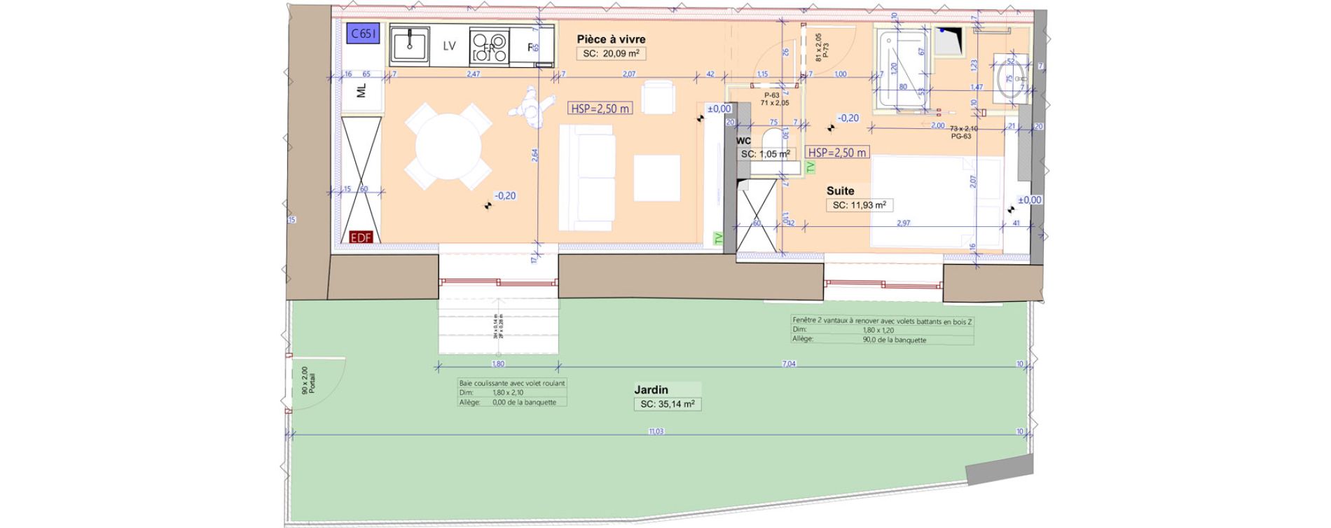 Appartement T2 de 33,07 m2 &agrave; Lentilly Centre