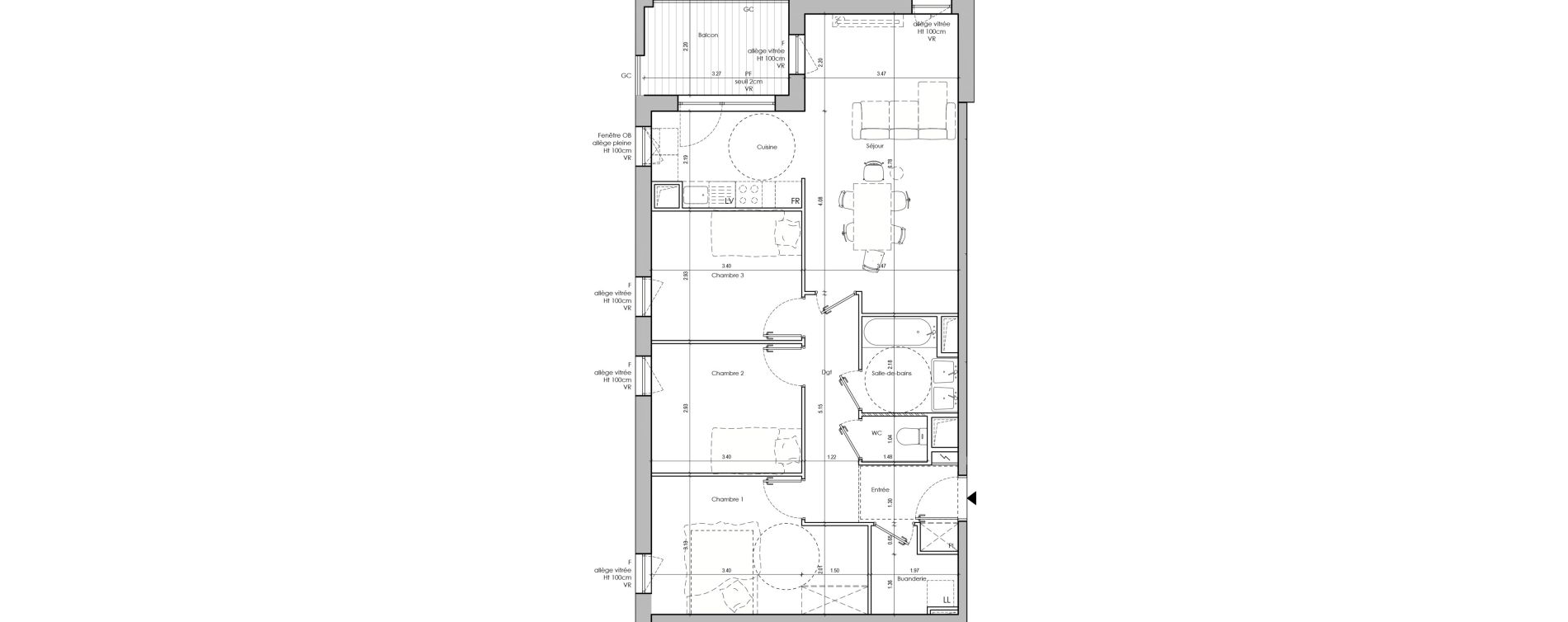 Appartement T4 de 82,50 m2 &agrave; Limas Centre