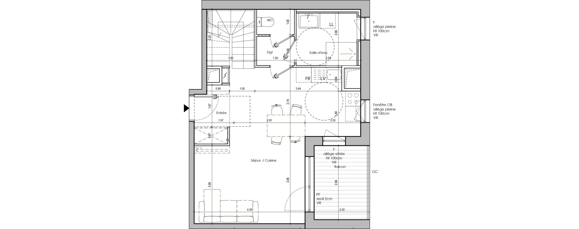 Duplex T4 de 86,10 m2 &agrave; Limas Centre