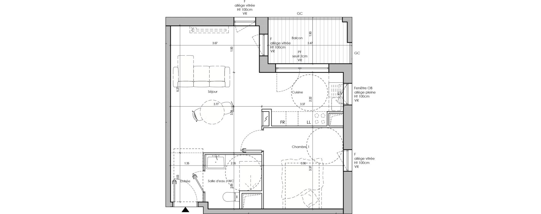 Appartement T2 de 45,80 m2 &agrave; Limas Centre