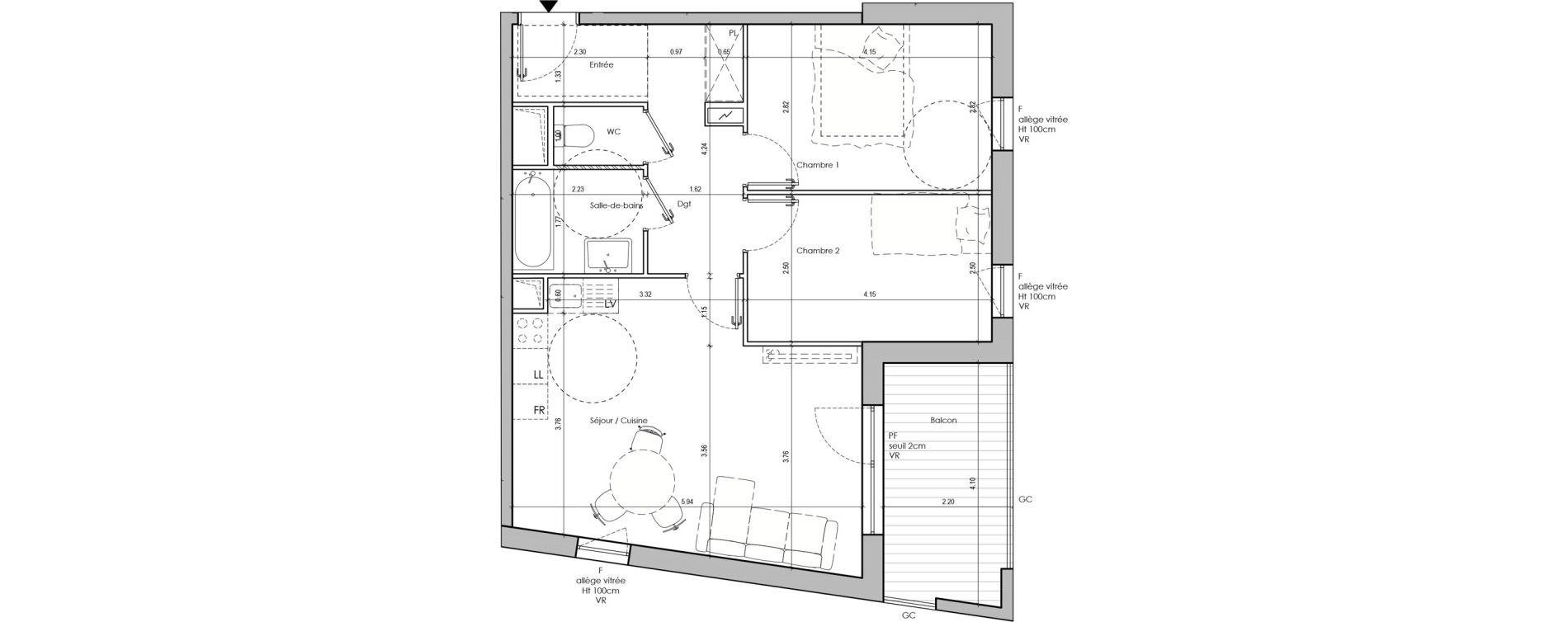 Appartement T3 de 62,20 m2 &agrave; Limas Centre