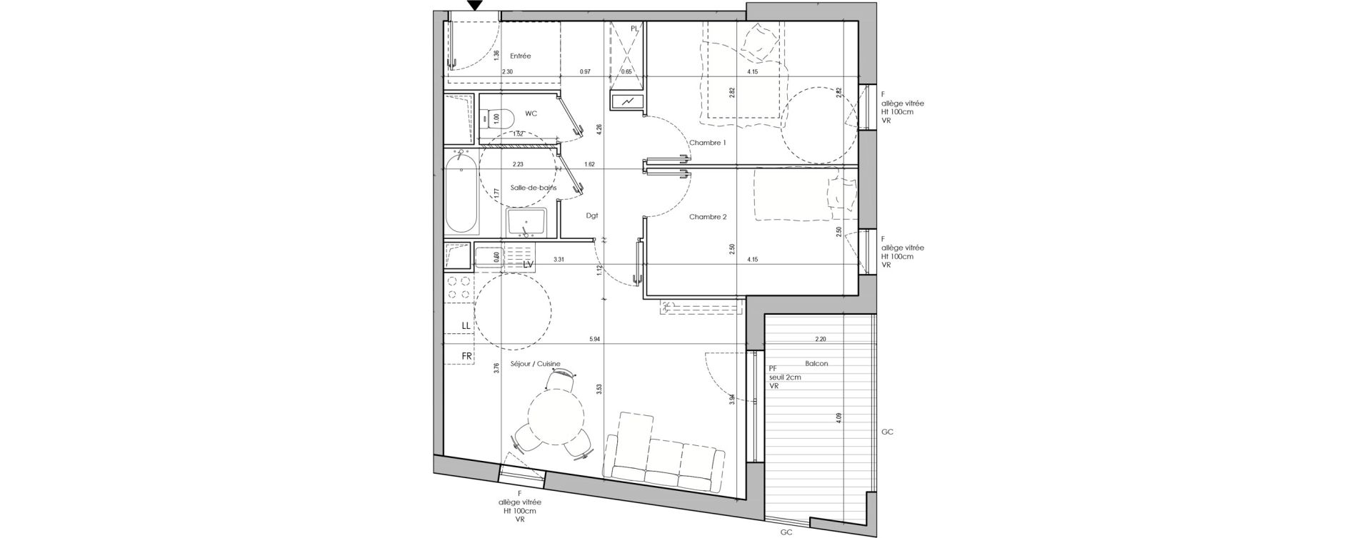 Appartement T3 de 62,20 m2 &agrave; Limas Centre