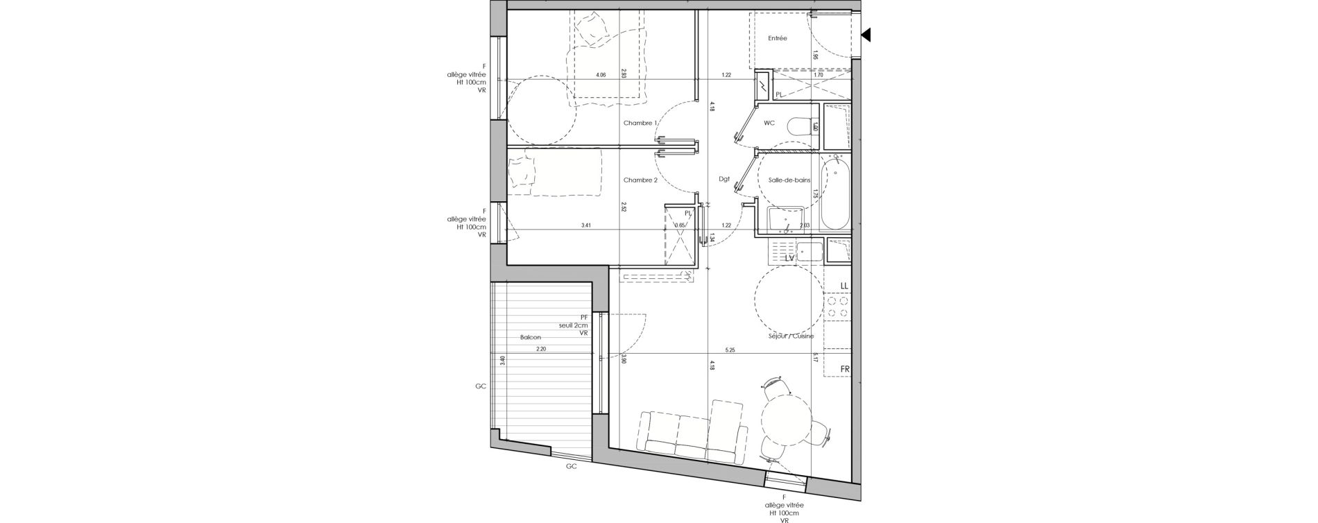 Appartement T3 de 60,90 m2 &agrave; Limas Centre