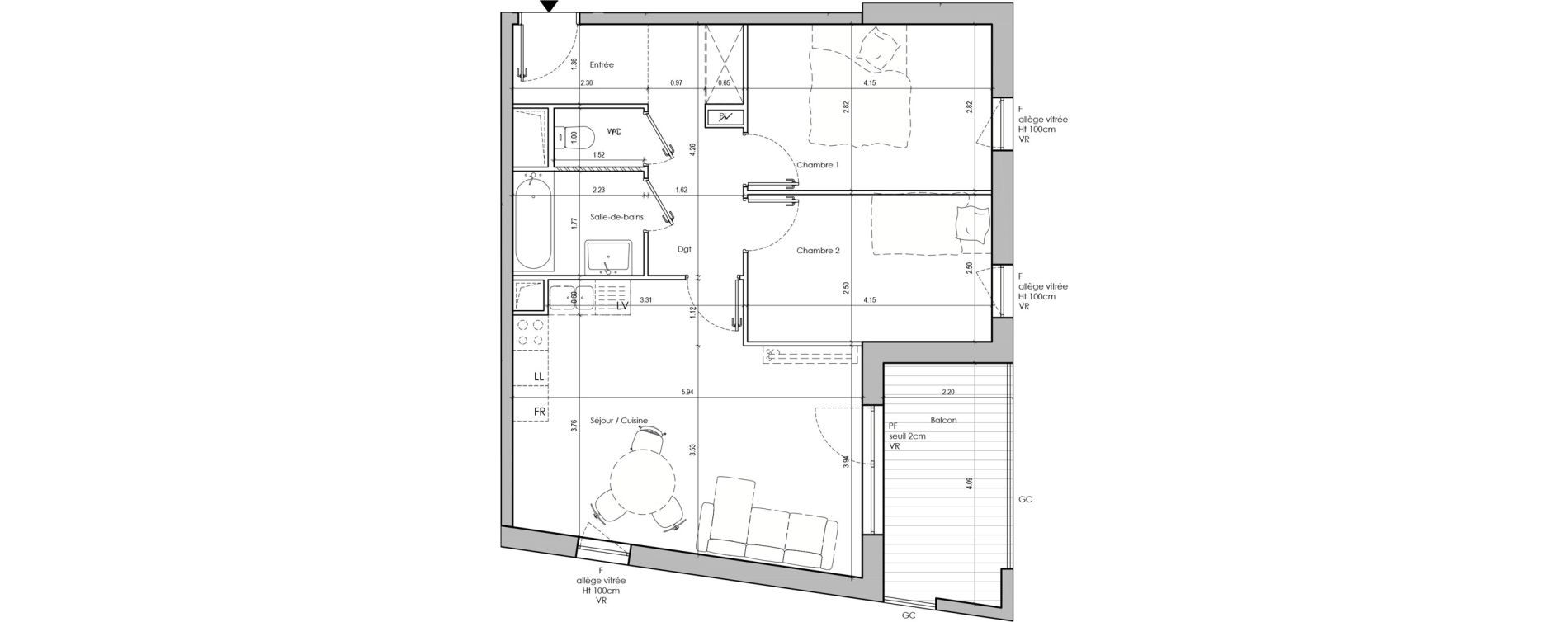 Appartement T3 de 62,20 m2 &agrave; Limas Centre