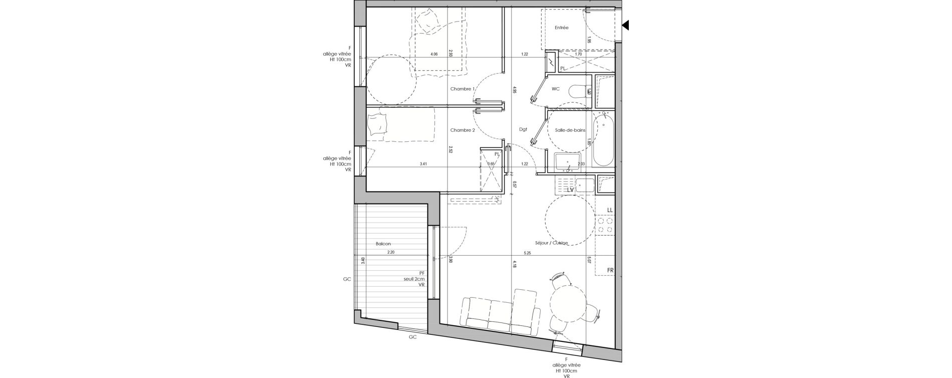 Appartement T3 de 60,90 m2 &agrave; Limas Centre