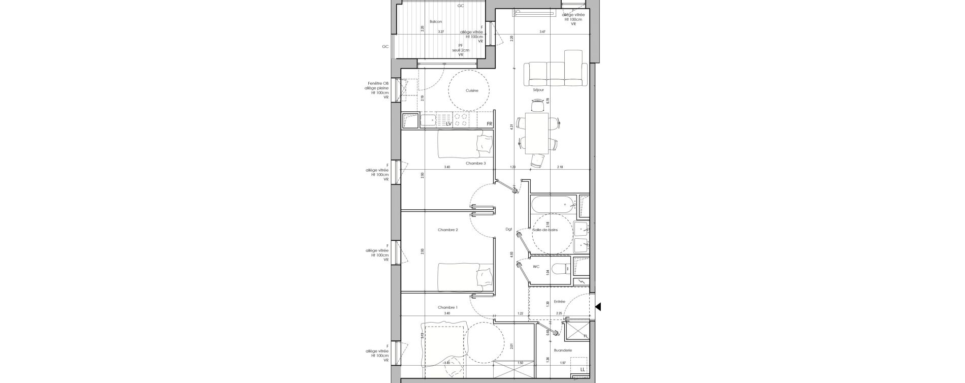 Appartement T4 de 82,50 m2 &agrave; Limas Centre