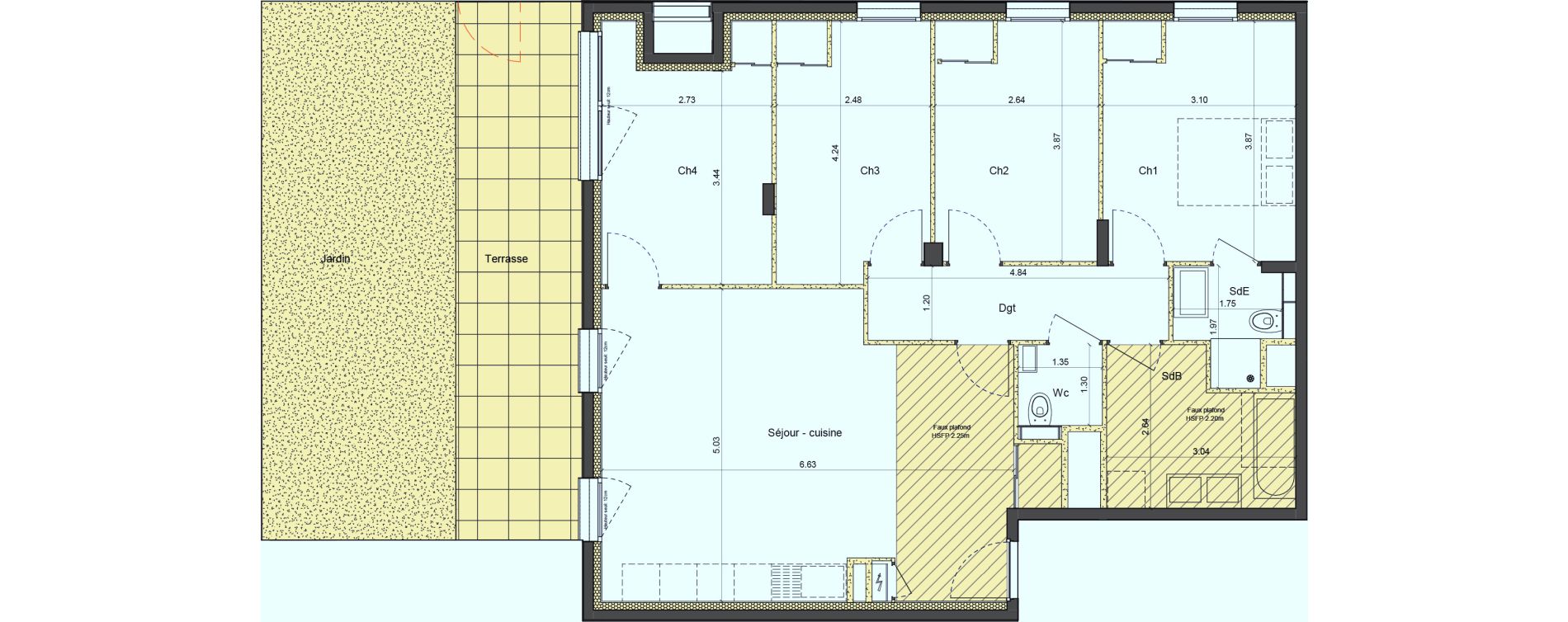 Appartement T5 de 90,93 m2 &agrave; Lyon La croix-rousse (1er/4eme)