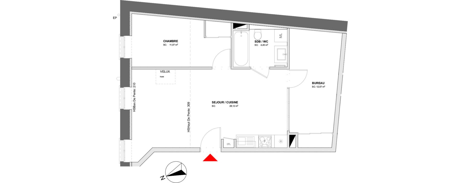 Appartement T2 bis de 55,71 m2 &agrave; Lyon Ainay (2eme)